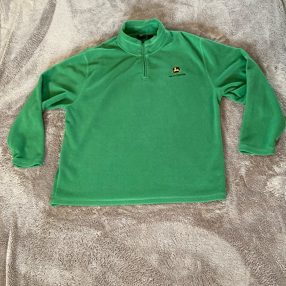 John Deere Men's Unisex XL Green‎ 1/4 Zip Long Sleeve Pullover Fleece